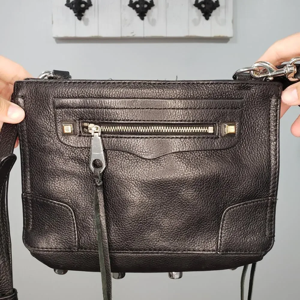 Rebecca Minkoff Mini 5 Zip Black Leather Crossbody EUC